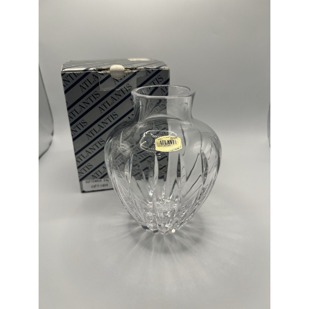 Vase Atlantis Cut Crystal Urn Bud Vase Vintage With Box
